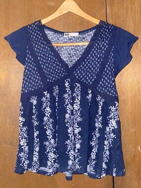Goods for Life Navy Blue Floral Top